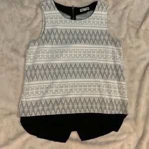 Ivory and Black Aztec Tribal Print Tank Top